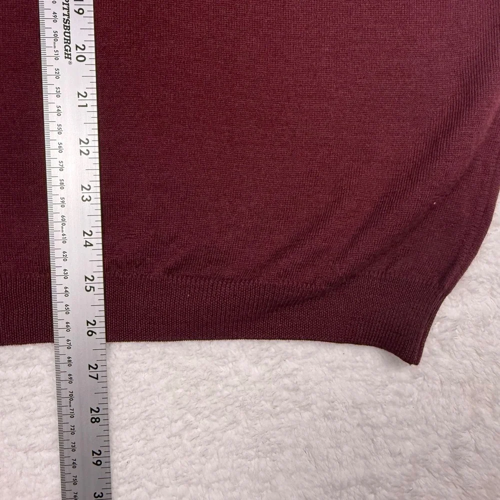 J. Ashford‎ Men's Vest Burgundy Red Wool Blend V Neck Sleeveless Sweater L